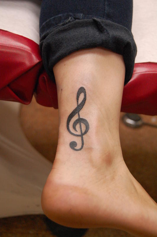 My first Tattoo, treble clef on my left calf, more to come when more