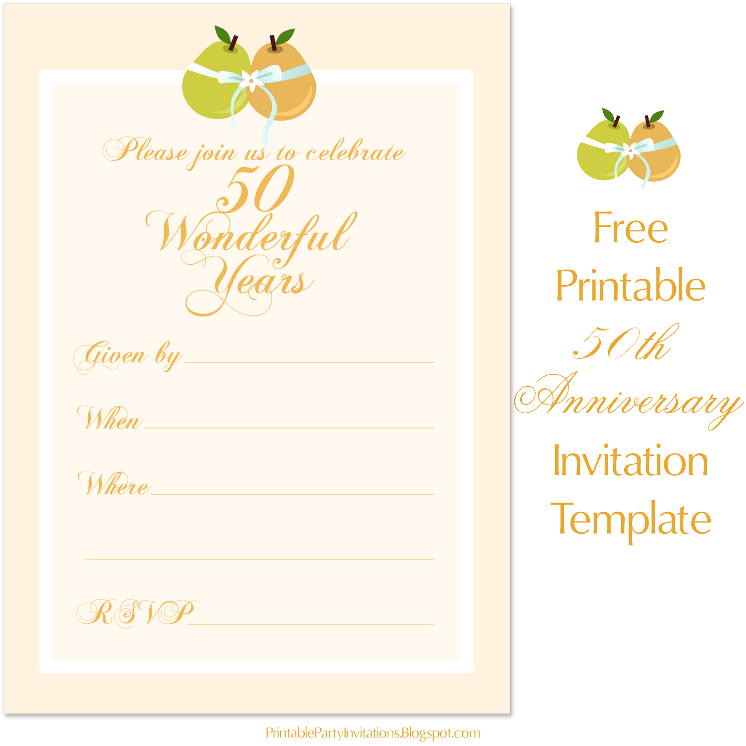 Free 50th Wedding  Anniversary  Invitation  Template Free 