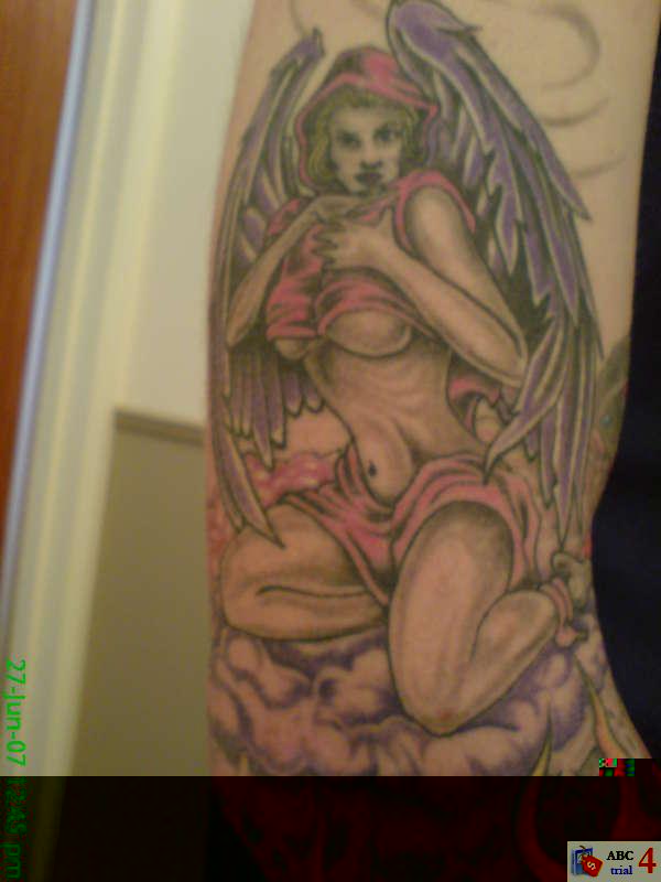 Pink Sexy Angel Women Tattoo