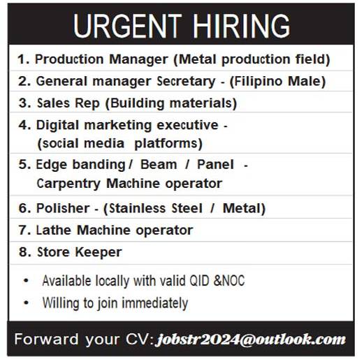 10 March 2024 - Latest Jobs Vacancy In Qatar From Today