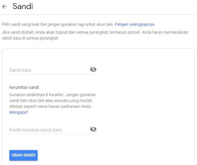 cara mengganti kata sandi gmail