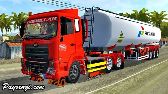 livery ud quester trailer tangki pertamina merah