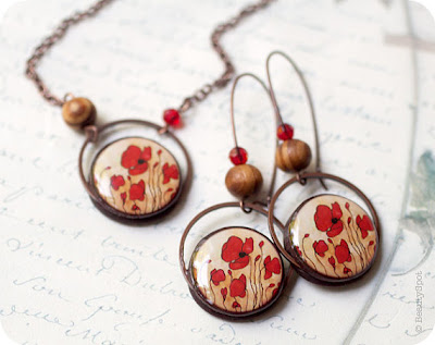 Red Poppies jewellery set