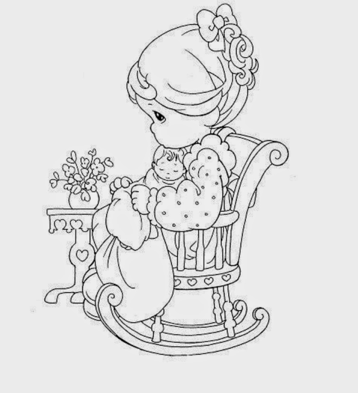 Download colours drawing wallpaper: Beautiful Precious Moments Girl Coloring Page for Kids of a Cute ...
