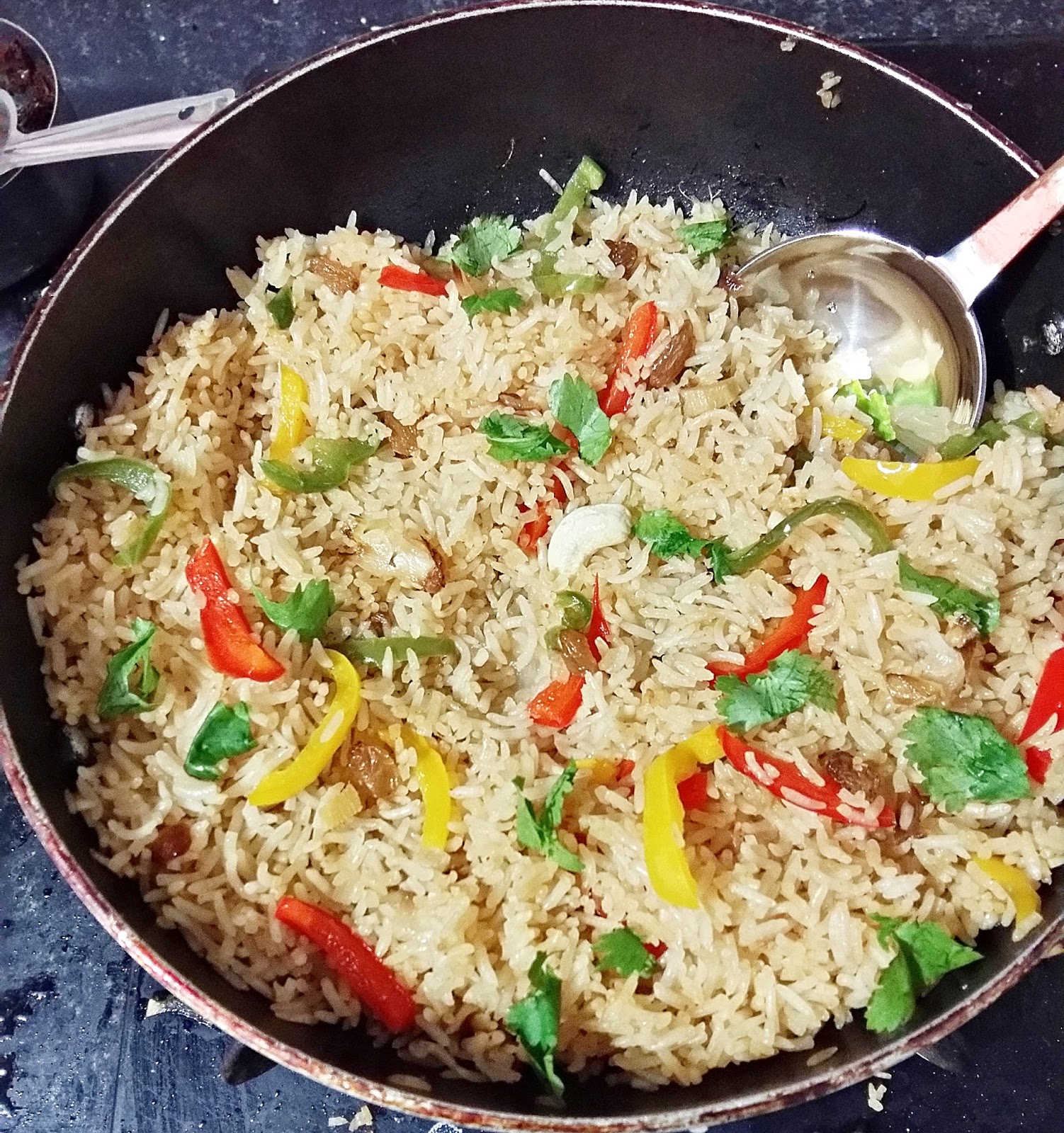 Capsicum Pulao Indian Fried Rice With Bell Pepper Baisalis