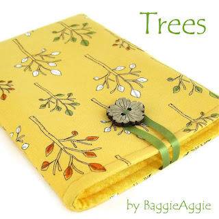 Yellow ladies' fabric Kindle case, handmade in Wales UK.