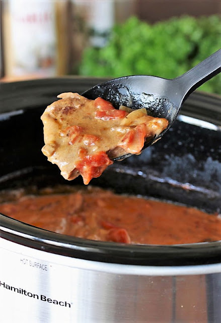  Slices of boneless overstep circular steak laid upwards up fork Creamy Crock Pot Round Steak