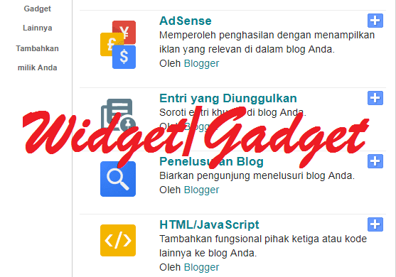 Menambahkan dan memasang widget pada blog