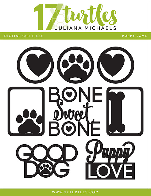 Puppy Love Free Digital Cut File by Juliana Michaels 17turtles.com