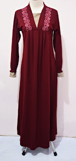 gamis kaos bordir warna maroon | khisan fashion jual gamis muslimah grosir dan eceran malang