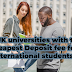 10 UK universities with the Cheapest Deposit fee for international students