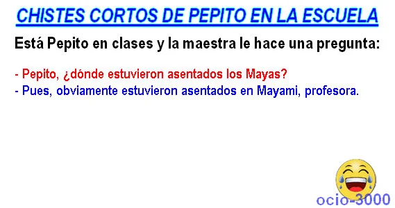 Chistes cortos de Pepito en la escuela. Pepito, dónde estaban asentados los Mayas?