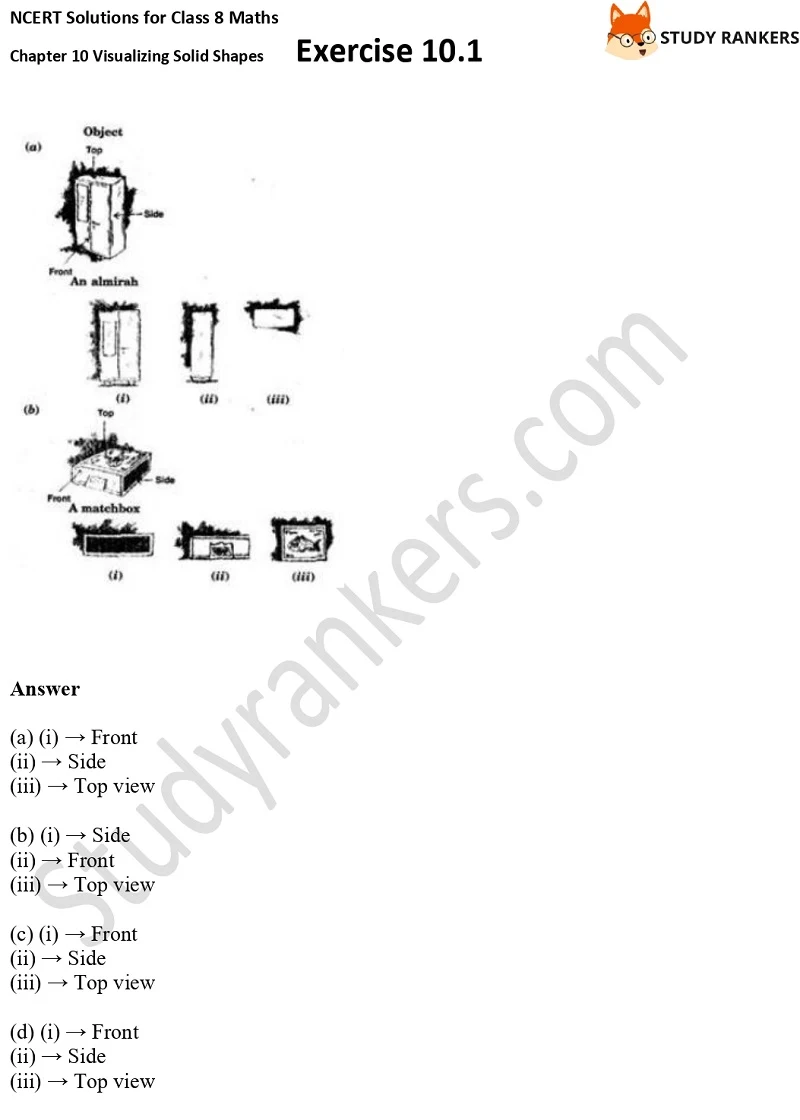 NCERT Solutions for Class 8 Maths Ch 10 Visualizing Solid Shapes Exercise 10.1 2