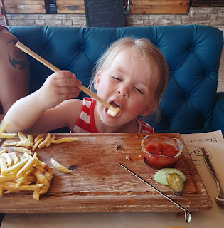 Rosie uses Chopsticks with her chips