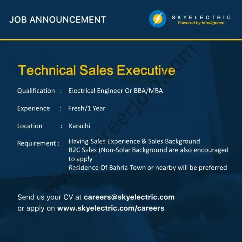 SkyElectric Pvt Ltd Jobs Technical Sales Executive
