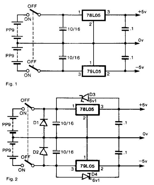 Bipolar Power supply for Battery Instruments Circuits Diagram