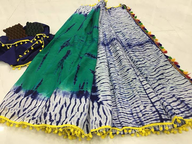  pompom cotton saree