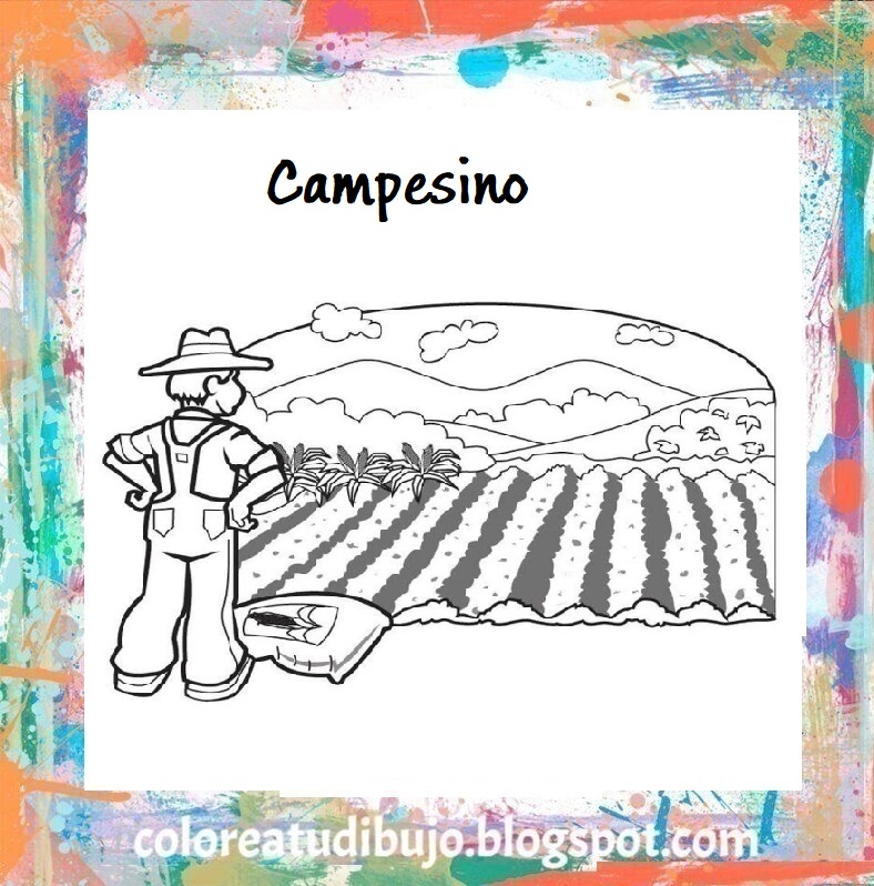 Campesino sembrando para colorear