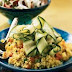 Zucchini Ribbons with Saffron Couscous