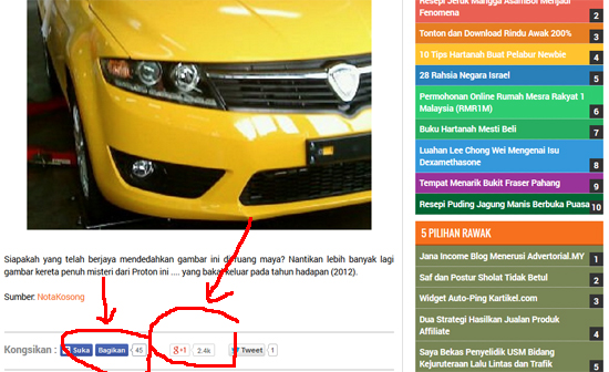 Kesan Google Plus 1 untuk blogspot