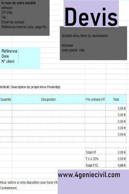 Modele Devis Facture Excel Gratuit Cours Btp