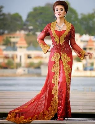  baju  pengantin warna  merah gold  kebaya  warna  gold  menjadi 