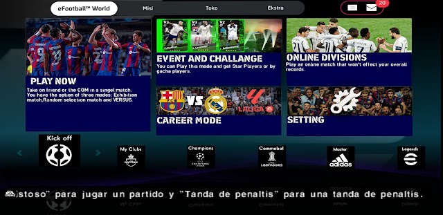 Efootball PES 2024 para Android PPSSPP.