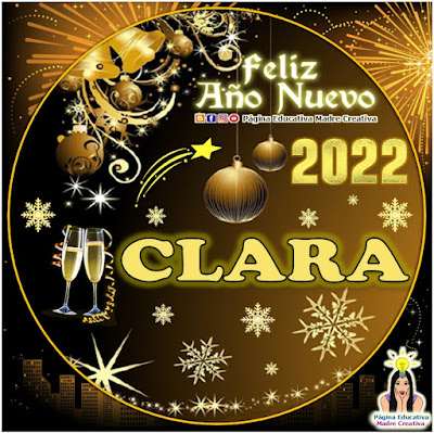 Nombre CLARA por Año Nuevo 2022 - Cartelito mujer