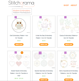 Screenshot of Stitcharama store, as featured by floresita on Feeling Stitchy