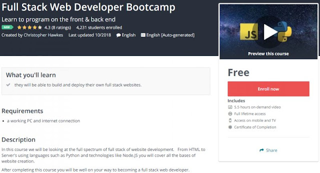[100% Free] Full Stack Web Developer Bootcamp