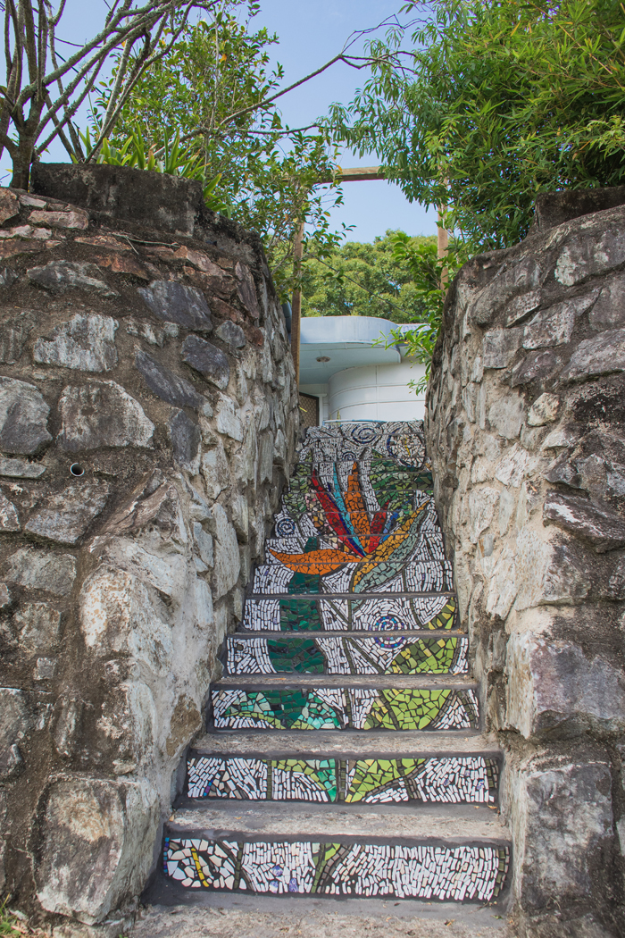 bird of paradise mosaic staircase