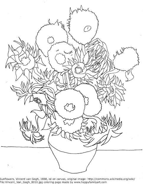 Free Van Gogh Sunflower Coloring Pages
