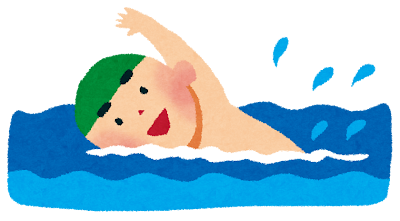 海水浴のイラスト「クロールをする男の子」