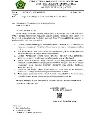 Kegiatan Pembelajaran Madrasah Bulan Ramadhan 2024