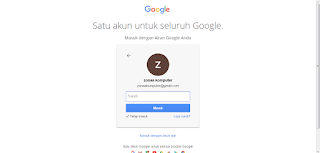 Gambar  kolom untuk memasukkan email dan password gmail