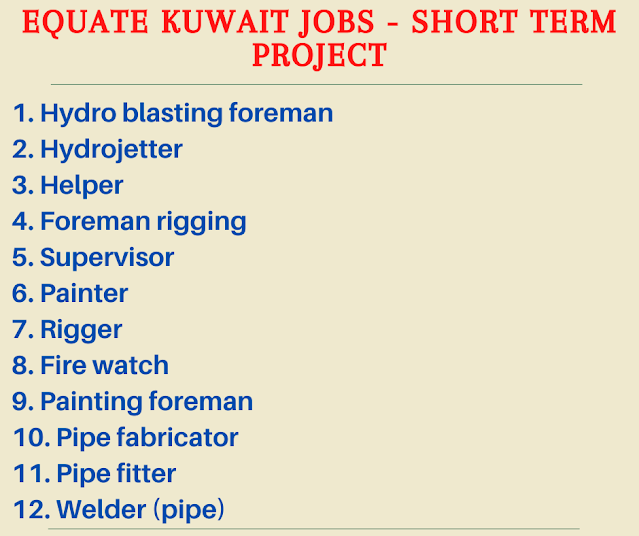 Equate kuwait jobs - Short term project