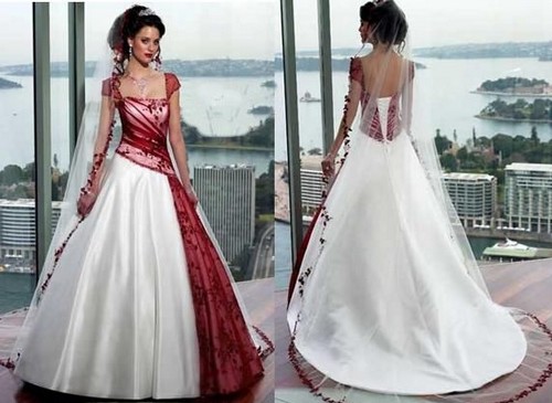 Female Fashion About Red Burgundy  Wedding  Dress 