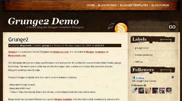 Grunge2 Wordpress and Blogger Theme Template