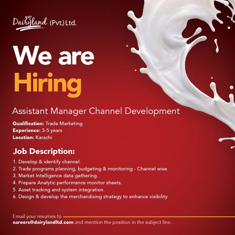 Dairyland Pvt. Ltd. Jobs For Assistant Manager Channel Development