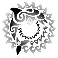 Tribal Sun Dolphin  Maori Tattoo Design