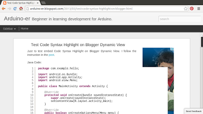 Test Code Syntax Highlight on Blogger Dynamic View