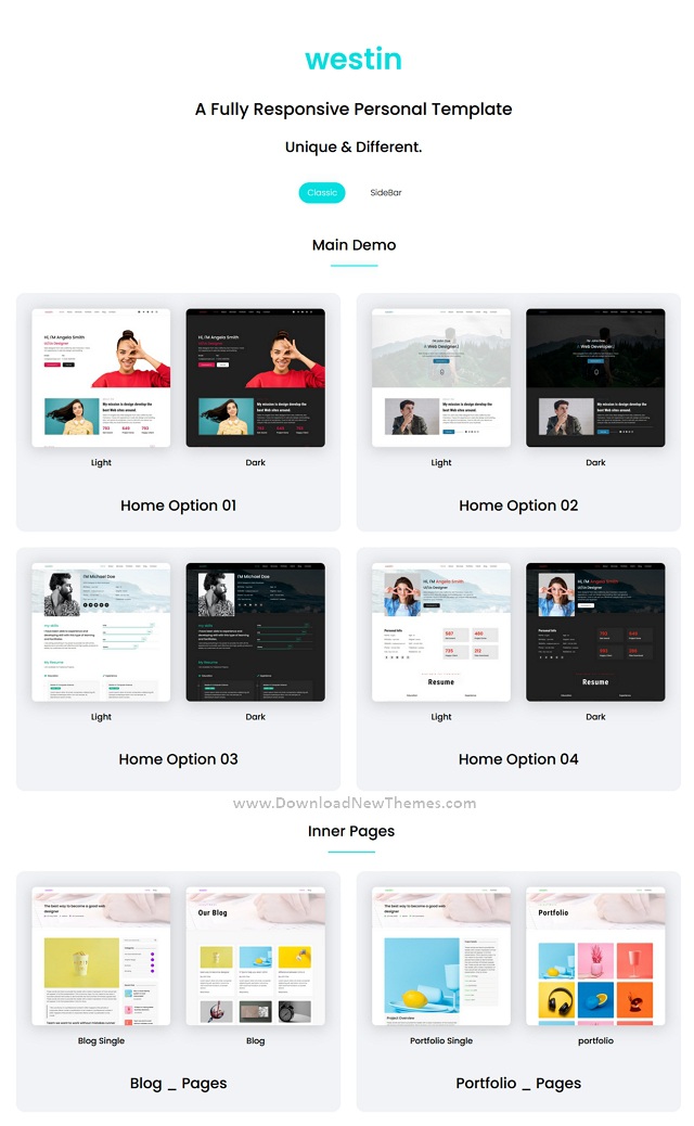 Classic and SideBar Personal Website Template