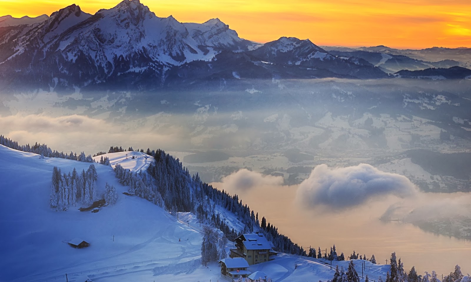 Switzerland Mountains Winter Snow