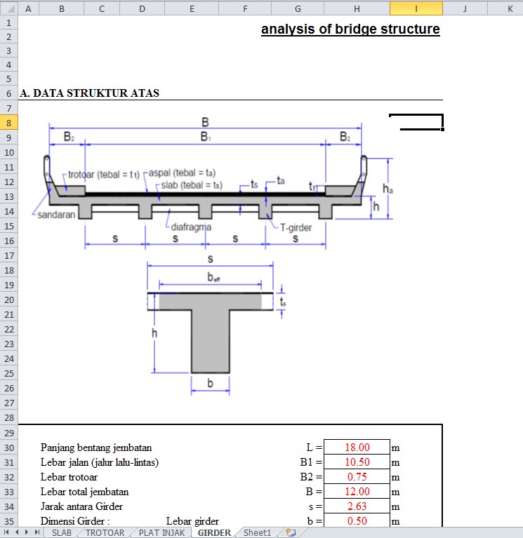 Excel Struktur Atas Jembatan Slab Trotoar Plat Injak 