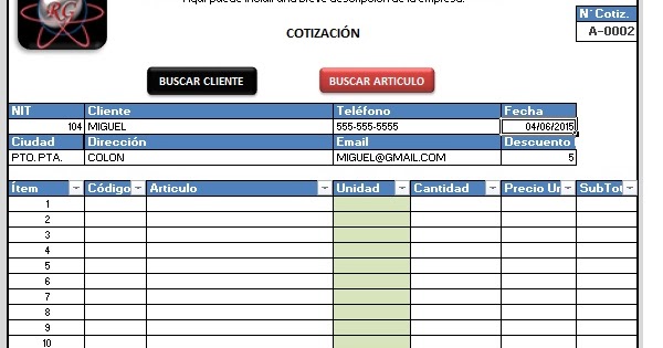 Cotizador en excel con macros