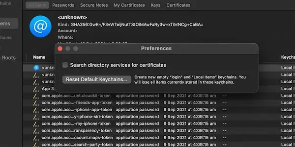 كيفية إعادة تعيين Keychain على macOS