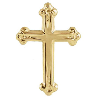Real 14k Yellow Gold Polished Budded Cross Lapel...