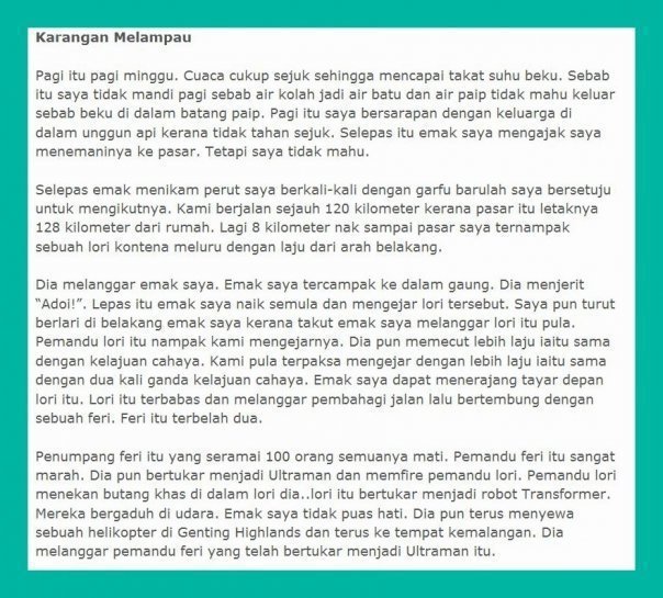 Contoh Karangan Yang Tidak Berformat - Contoh II