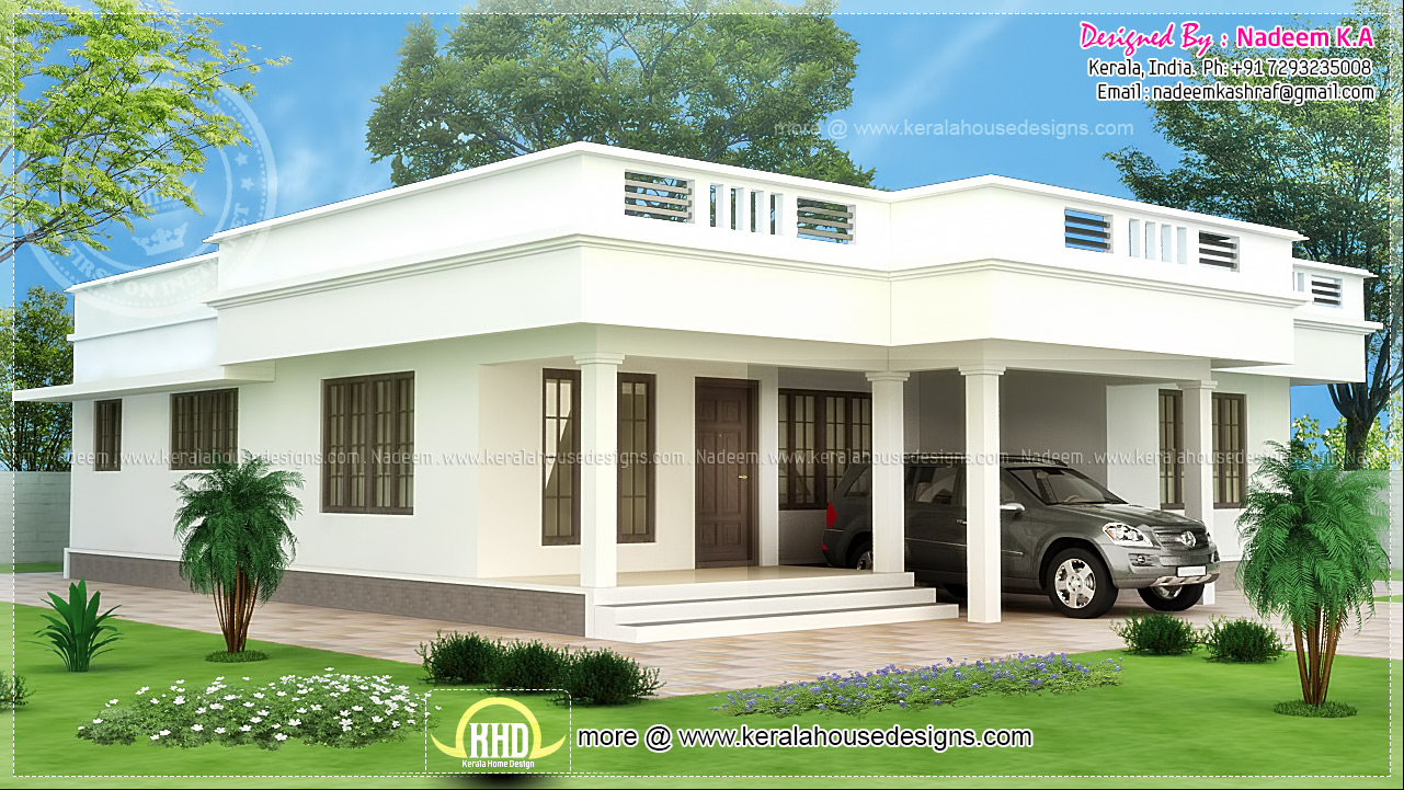 Flat Roof Single Storey Home In 1850 Sq Ft Kerala Home Design