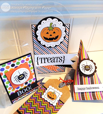 SRM Stickers Blog - Halloween Treats by Lesley - #halloween #stickers #clearcontainers #purse #tag #twine #fall #DIY